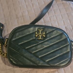 Tory Burch Black Quilted Crossbody Bag with Gold Accents
